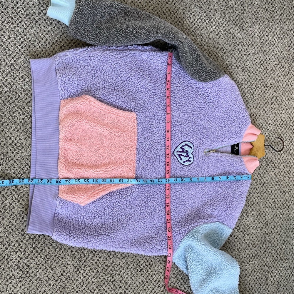 Lazy Oaf Pastel Panel Color Block Fleece Size S - image 7